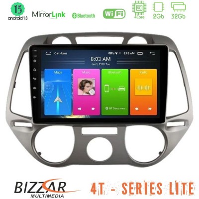 Bizzar 4T Series Hyundai i20 2009-2012 Manual A/C 4Core Android13 2+32GB Navigation Multimedia Tablet 9