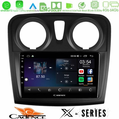 Cadence X Series Dacia Sandero 2014-2020 8core Android12 4+64GB Navigation Multimedia Tablet 9