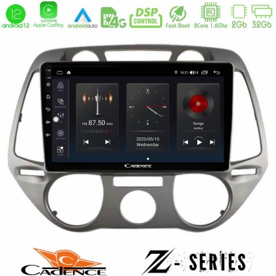 Cadence Z Series Hyundai i20 2009-2012 Manual A/C 8core Android12 2+32GB Navigation Multimedia Tablet 9