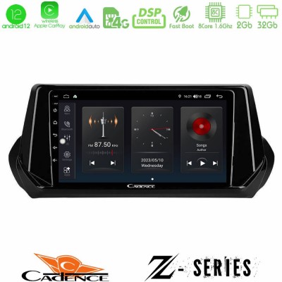 Cadence Z Series Peugeot 208 2019-2023 8Core Android12 2+32GB Navigation Multimedia Tablet 9