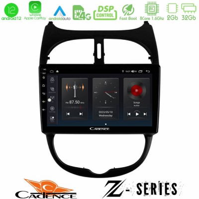 Cadence Z Series Peugeot 206 8core Android12 2+32GB Navigation Multimedia Tablet 9