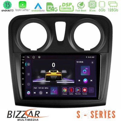 Bizzar S Series Dacia Sandero 2014-2020 8core Android13 6+128GB Navigation Multimedia Tablet 9