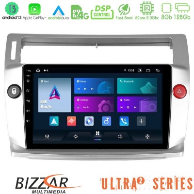 Bizzar Ultra Series Citroen C4 2004-2010 8core Android13 8+128GB Navigation Multimedia Tablet 9