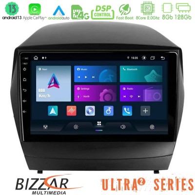 Bizzar Ultra Series Hyundai IX35 Auto A/C 8core Android13 8+128GB Navigation Multimedia Tablet 9