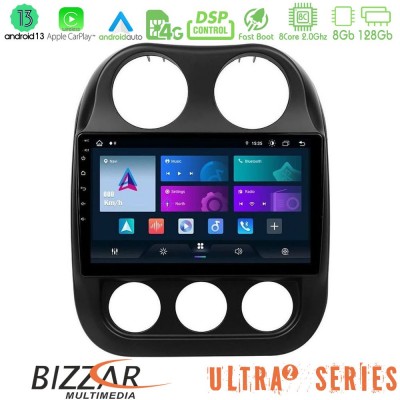 Bizzar Ultra Series Jeep Compass 2012-2016 8core Android13 8+128GB Navigation Multimedia Tablet 9