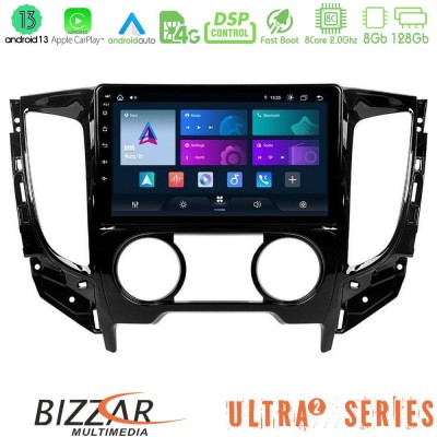 Bizzar Ultra Series Mitsubishi L200 2016-> & Fiat Fullback (Manual A/C) 8core Android13 8+128GB Navigation Multimedia Tablet 9