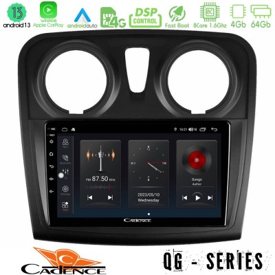 Cadence QG Series 8Core Android13 4+64GB Dacia Sandero 2014-2020 Navigation Multimedia Tablet 9