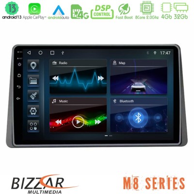 Bizzar M8 Series Dacia Duster 2019-> 8Core Android13 4+32GB Navigation Multimedia Tablet 10