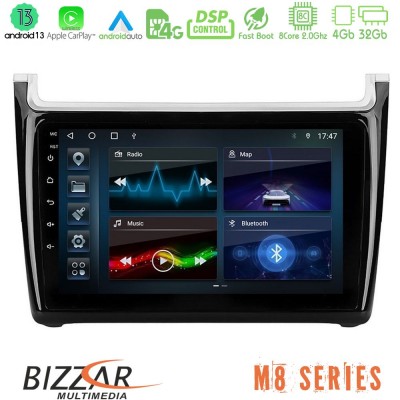 Bizzar M8 Series Vw Polo 8core Android13 4+32GB Navigation Multimedia Tablet 9