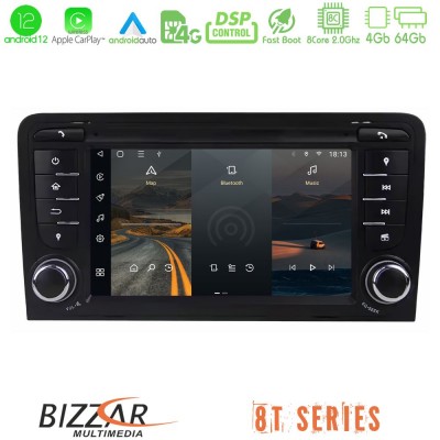 Bizzar OEM Audi A3 8P 8core Android12 4+64GB Navigation Multimedia Deckless 7