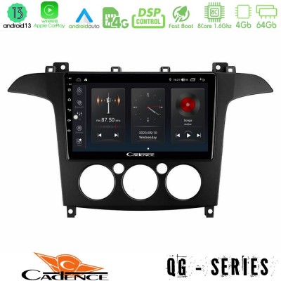 Cadence QG Series 8Core Android13 4+64GB Ford S-Max 2006-2008 (manual A/C) Navigation Multimedia Tablet 9