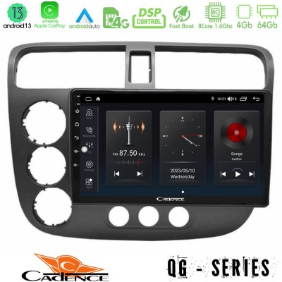 Cadence QG Series 8Core Android13 4+64GB Honda Civic 2001-2005 Navigation Multimedia Tablet 9