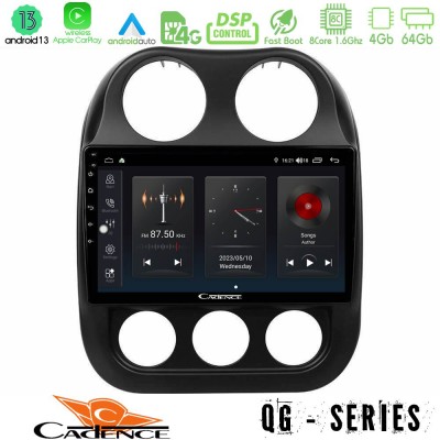 Cadence QG Series 8Core Android13 4+64GB Jeep Compass 2010-2016 Navigation Multimedia Tablet 9