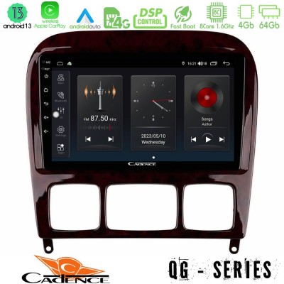 Cadence QG Series 8Core Android13 4+64GB Mercedes S Class 1999-2004 (W220) Navigation Multimedia Tablet 9