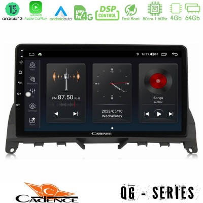 Cadence QG Series 8Core Android13 4+64GB Mercedes C Class W204 Navigation Multimedia Tablet 9