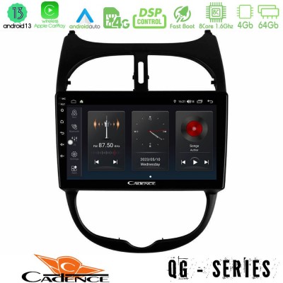 Cadence QG Series 8Core Android13 4+64GB Peugeot 206 Navigation Multimedia Tablet 9