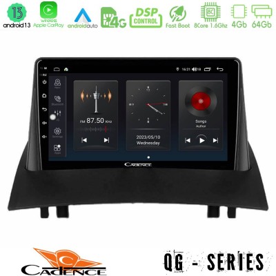 Cadence QG Series 8Core Android13 4+64GB Renault Megane 2 2002-2008 Navigation Multimedia Tablet 9