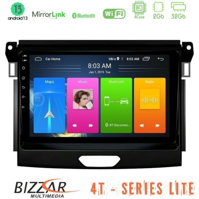 Bizzar 4T Series Ford Ranger 2017-2022 4Core Android13 2+32GB Navigation Multimedia Tablet 9