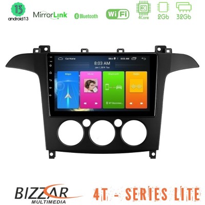 Bizzar 4T Series Ford S-Max 2006-2008 (manual A/C) 4Core Android13 2+32GB Navigation Multimedia Tablet 9