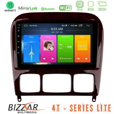 Bizzar 4T Series Mercedes S Class 1999-2004 (W220) 4Core Android13 2+32GB Navigation Multimedia Tablet 9