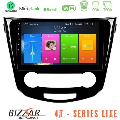 Bizzar 4T Series Nissan Qashqai J11 (Manual A/C) 4Core Android13 2+32GB Navigation Multimedia Tablet 10