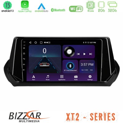 Bizzar XT2 Series 4Core Android13 2+32GB Peugeot 208 2019-2023 Navigation Multimedia Tablet 9