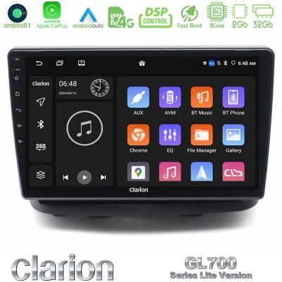 Clarion GL700 Lite Series 8Core Android11 2+32GB Fiat Doblo 2002-2009 Navigation Multimedia Tablet 9