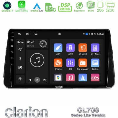 Clarion GL700 Lite Series 8Core Android11 2+32GB Nissan Micra K14 Navigation Multimedia Tablet 10