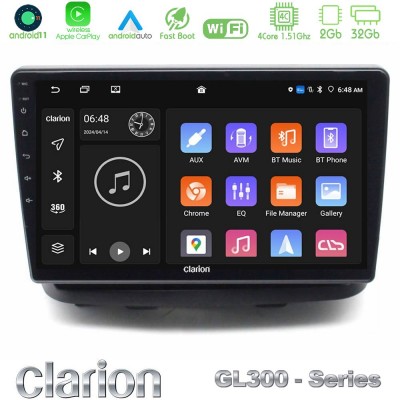 Clarion GL300 Series 4Core Android11 2+32GB Fiat Doblo 2002-2009 Navigation Multimedia Tablet 10