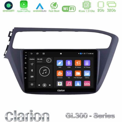 Clarion GL300 Series 4Core Android11 2+32GB Hyundai i20 2018-2020 Navigation Multimedia Tablet 9