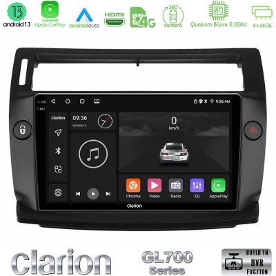 Clarion GL700 Series 8Core Android13 4+64GB Citroen C4 2004-2010 Navigation Multimedia Tablet 9