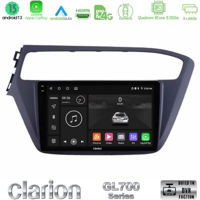 Clarion GL700 Series 8Core Android13 4+64GB Hyundai i20 2018-2020 Navigation Multimedia Tablet 9