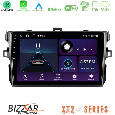 Bizzar XT2 Series 4Core Android13 2+32GB Toyota Corolla 2007-2012 Navigation Multimedia Tablet 9