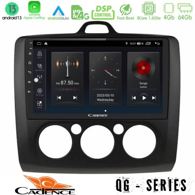 Cadence QG Series 8Core Android13 4+64GB Ford Focus Manual AC Navigation Multimedia Tablet 9