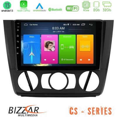 Bizzar CS Series 4Core Android13 2+32GB BMW 1Series E81/E82/E87/E88 (MANUAL A/C) Navigation Multimedia Tablet 9