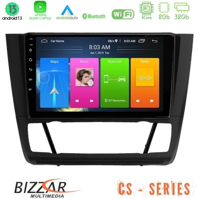 Bizzar CS Series 4Core Android13 2+32GB BMW 1Series E81/E82/E87/E88 (AUTO A/C) Navigation Multimedia Tablet 9