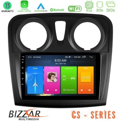 Bizzar CS Series 4Core Android13 2+32GB Dacia Sandero 2014-2020 Navigation Multimedia Tablet 9