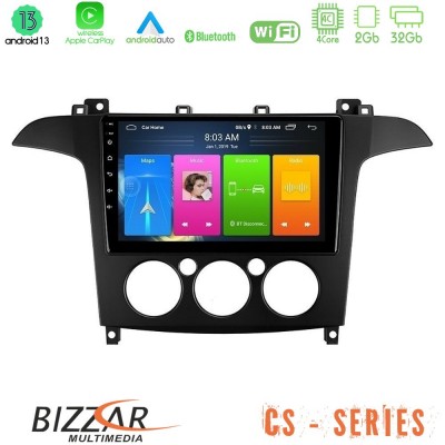 Bizzar CS Series 4Core Android13 2+32GB Ford S-Max 2006-2008 (manual A/C) Navigation Multimedia Tablet 9