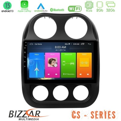 Bizzar CS Series 4Core Android13 2+32GB Jeep Compass 2010-2016 Navigation Multimedia Tablet 9