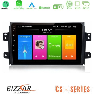 Bizzar CS Series 4Core Android13 2+32GB Suzuki SX4 2006-2014 Fiat Sedici 2006-2014 Navigation Multimedia Tablet 9