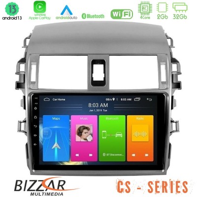 Bizzar CS Series 4Core Android13 2+32GB Toyota Corolla 2008-2010 Navigation Multimedia Tablet 9