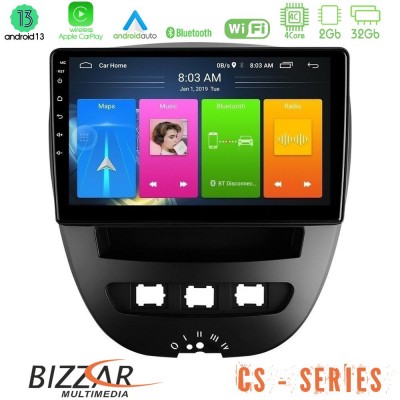 Bizzar CS Series 4Core Android13 2+32GB Toyota Aygo/Citroen C1/Peugeot 107 Navigation Multimedia Tablet 10