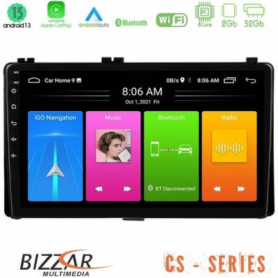 Bizzar CS Series 4Core Android13 2+32GB Toyota Corolla/Auris 2017-2019  Navigat-ion Multimedia Tablet 9