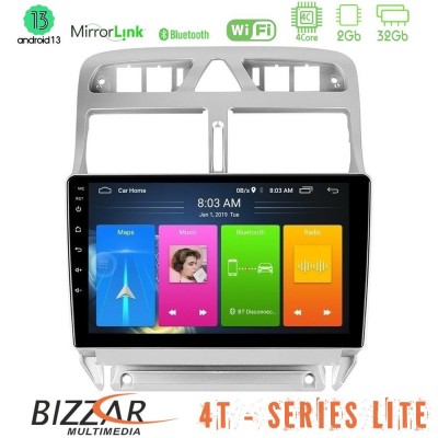 Bizzar 4T Series Peugeot 307 2002-2008 4Core Android13 2+32GB Navigation Multimedia Tablet 9