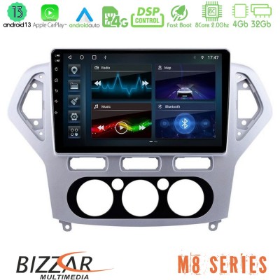 Bizzar M8 Series Ford Mondeo 2007-2010 Manual A/C 8core Android13 4+32GB Navigation Multimedia Tablet 10