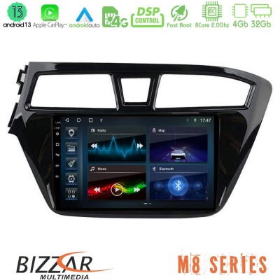 Bizzar M8 Series Hyundai i20 2014-2018 8core Android13 4+32GB Navigation Multimedia Tablet 9