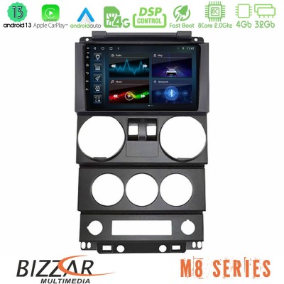 Bizzar M8 Series Jeep Wrangler 2Door 2008-2010 8core Android13 4+32GB Navigation Multimedia Tablet 9