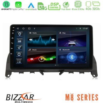 Bizzar M8 Series Mercedes C Class W204 8core Android13 4+32GB Navigation Multimedia 9