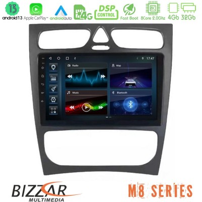 Bizzar M8 Series Mercedes C Class (W203) 8core Android13 4+32GB Navigation Multimedia Tablet 9