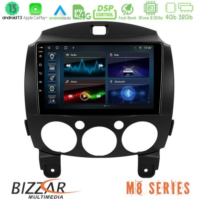 Bizzar M8 Series Mazda 2 2008-2014 8core Android13 4+32GB Navigation Multimedia Tablet 9